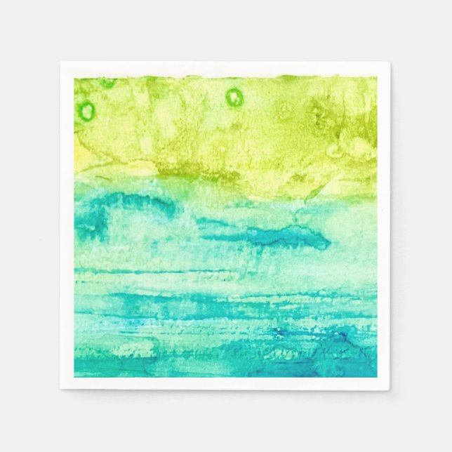 Abstract Ocean Watercolor Napkins (Front)