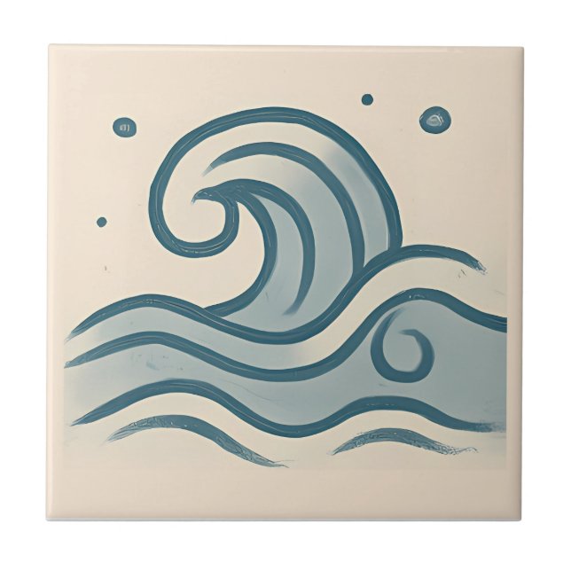 Abstract Ocean Wave Minimalist Tile (Front)