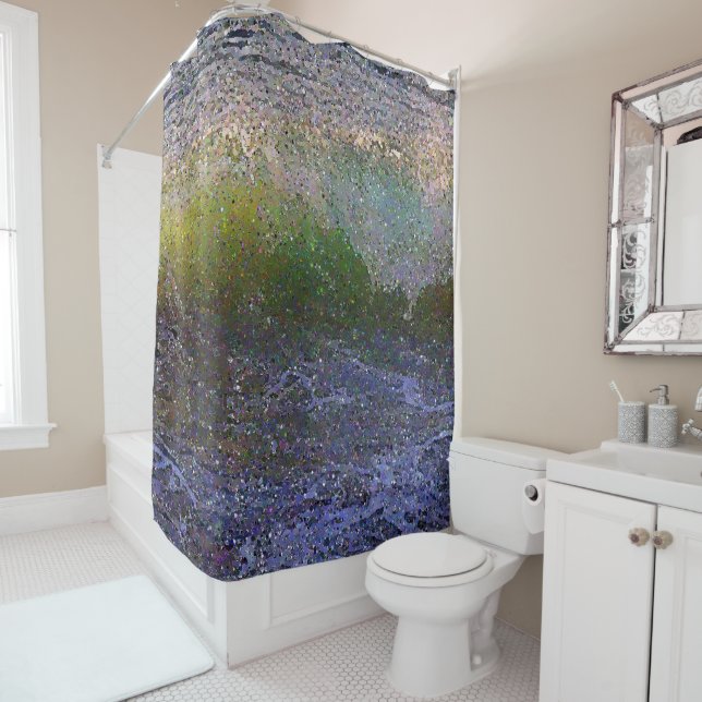 Abstract Ocean Wave Shower Curtain (In Situ)