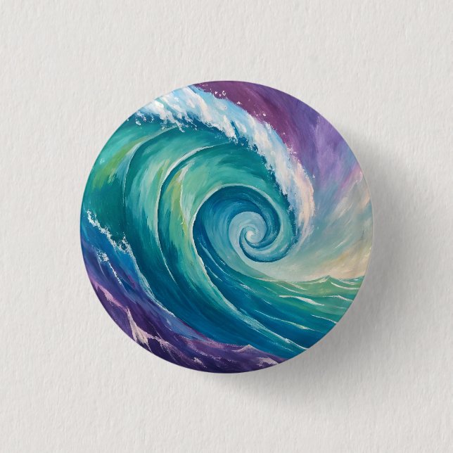 Abstract Ocean Wave Spiral Button (Front)