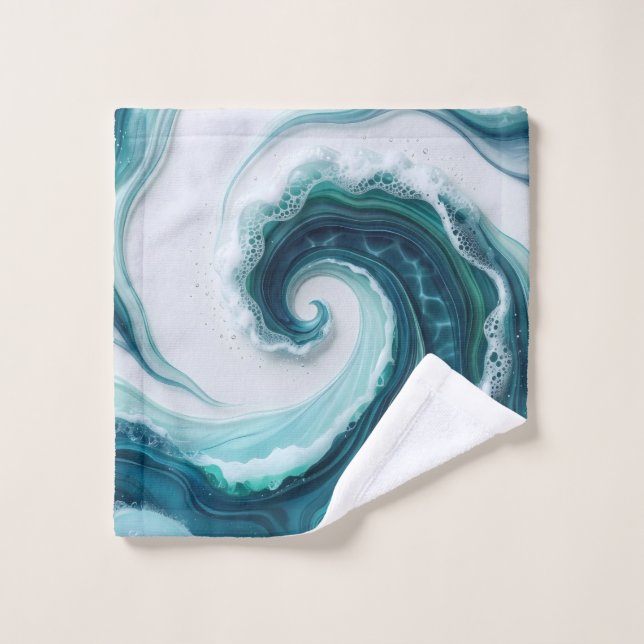abstract ocean waves bath towel set (Wash Cloth)