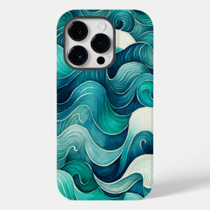 Abstract Ocean Waves Blue and Turquoise Case-Mate iPhone 14 Pro Case