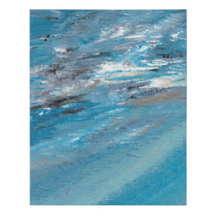 Abstract Ocean Waves in Blue and Gray Brushstrokes Faux Canvas Print