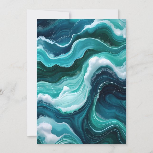 Abstract ocean waves invitation (Front)