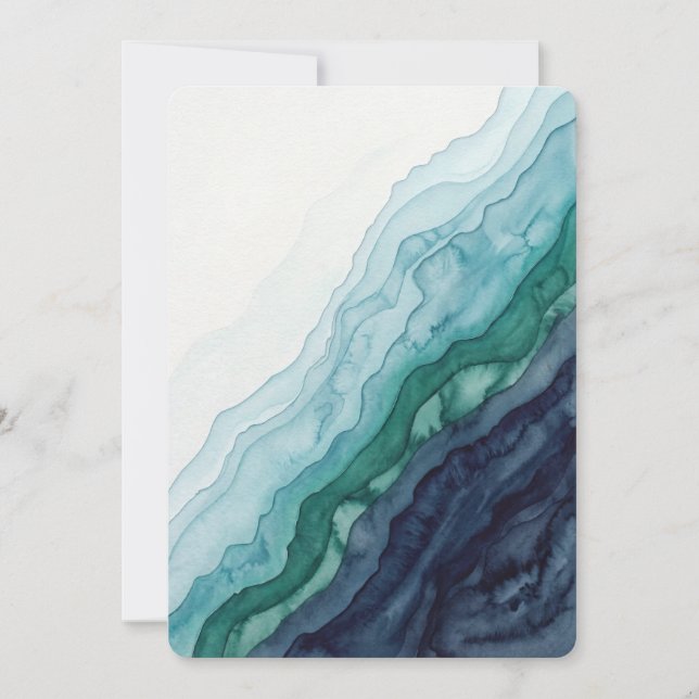 Abstract Ocean Waves Invitation (Front)
