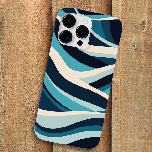 Abstract Ocean Waves Minimal Pattern Blue Cyan  Case-Mate iPhone Case (Creator Uploaded)