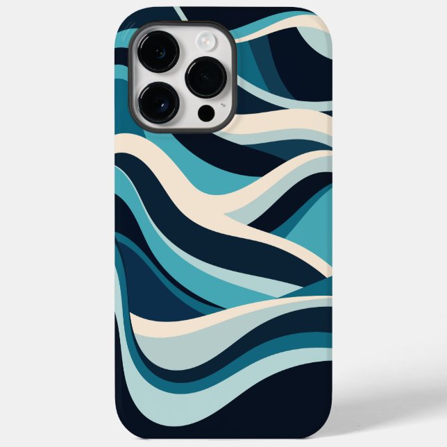 Abstract Ocean Waves Minimal Pattern Blue Cyan  Case-Mate iPhone Case (Back)