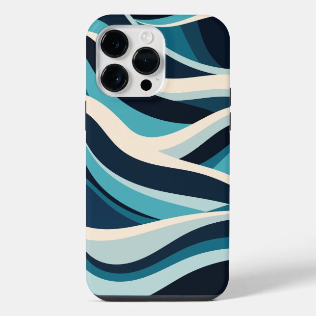 Abstract Ocean Waves Minimal Pattern Blue Cyan  Iphone Case (Back)