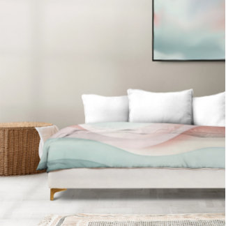Abstract Ocean Waves Pastel colors Duvet Cover
