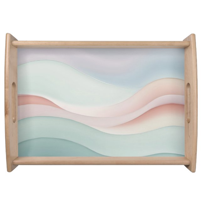 Abstract Ocean Waves Pastel colors Serving Tray (Front)