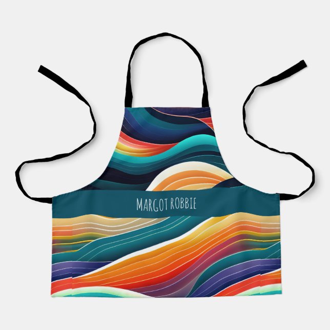 Abstract Ocean Waves Rainbow Pattern Apron (Front)