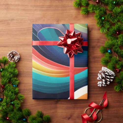 Abstract Ocean Waves Rainbow Pattern Wrapping Paper