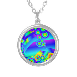 Abstract Ocean waves  Silver Plated Necklace