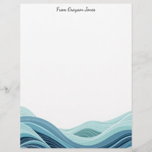 Abstract Ocean Waves Stationery Paper
