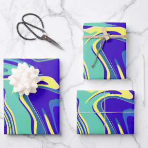Abstract Oceanic Swirls Wrapping Paper Sheets