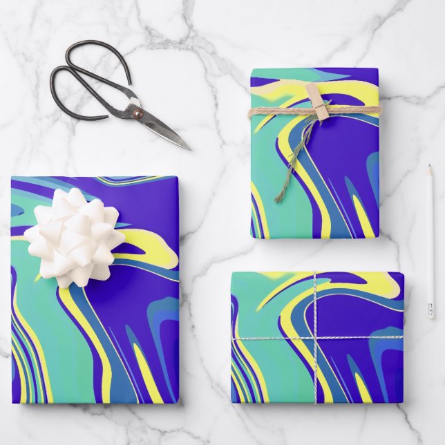 Abstract Oceanic Swirls Wrapping Paper Sheets (Front)