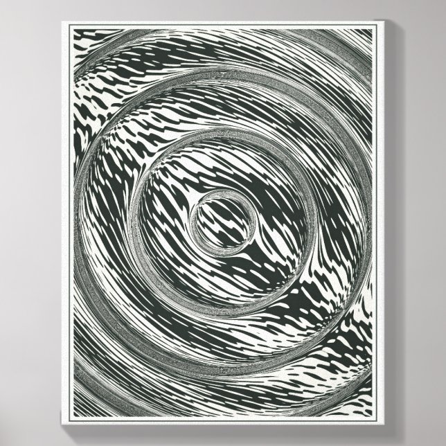 Abstract Oceanic Wave Minimalist OpArt Pattern  Canvas Photo Tile (Front Set)
