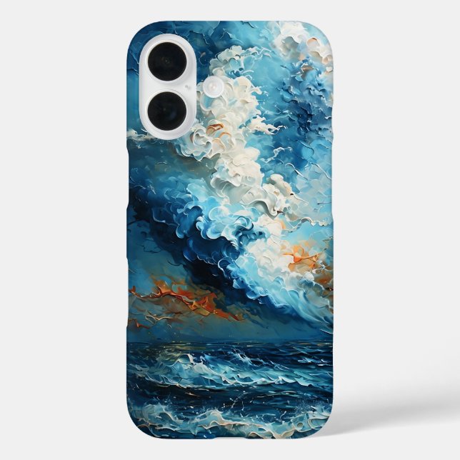 Abstract Oceanic Waves and Clouds in Dynamic Blue  Case-Mate iPhone Case (Back)