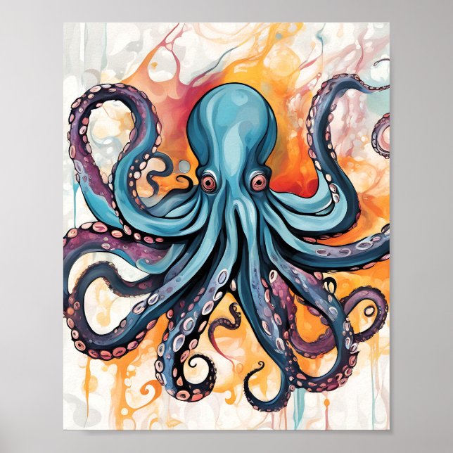 Abstract Octopus Colorful Poster (Front)