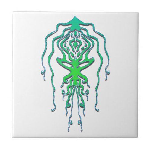 Abstract Octopus Tribal Squid Tattoo Design Ceramic Tile