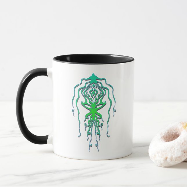 Abstract Octopus Tribal Squid Tattoo Design Mug (With Donut)
