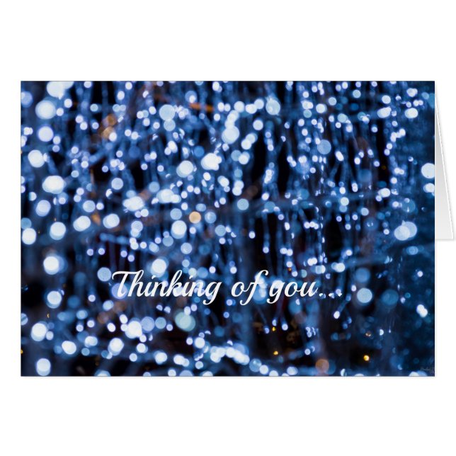 Abstract Of Blue Lights Thinking Of You Christmas Cards (Front Horizontal)