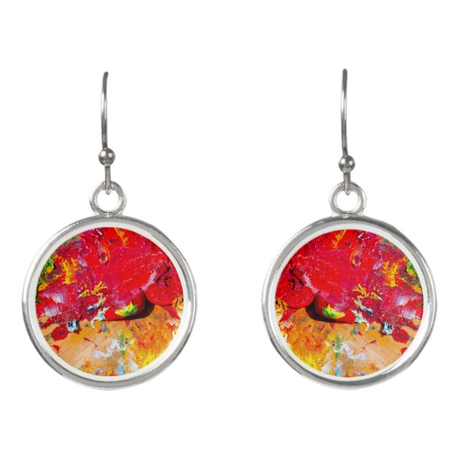 Abstract Of Cheerful Artist Palette Earrings (Front)
