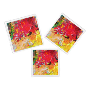 Abstract Of Colorful Artist Palette Acrylic Tray
