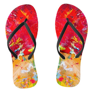 Abstract Of Colorful Artist Palette Flip Flops