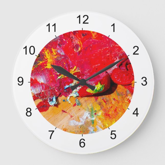Abstract Of Colorful Artist Palette Large Clock (Front)
