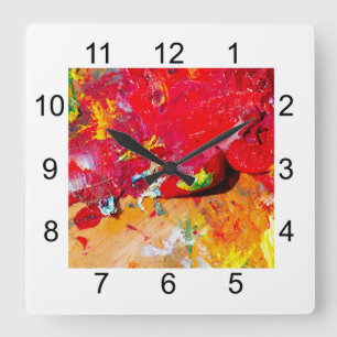 Abstract Of Colorful Artist Palette Square Wall Clock