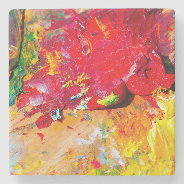 Abstract Of Colorful Artist Palette Stone Coaster (Front)
