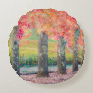 Abstract of Napa Valley trees Round Pillow