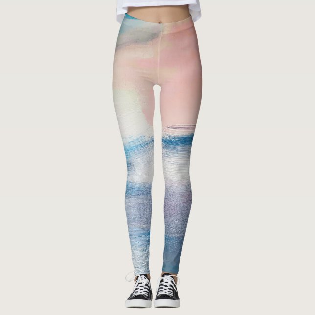 Abstract oil painting, canvas texture. leggings (Front)