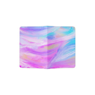 Abstract oil painting colorful purple blue passport holder