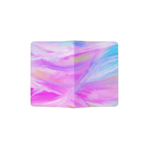 Abstract oil painting colorful purple blue passport holder