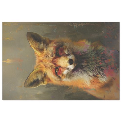 Abstract oil painting fox decoupage  tissue paper