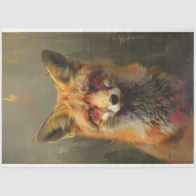 Abstract oil painting fox decoupage  tissue paper (Front)