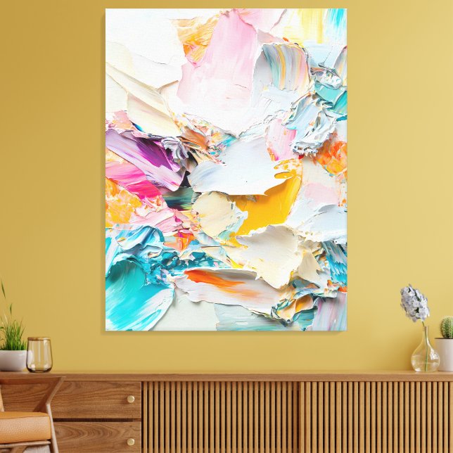 Abstract Oil Painting in Pastel Shades Canvas Print (Insitu(LivingRoom))