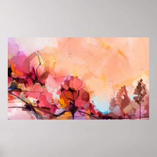Abstract oil painting landscape Colorful blue pur Poster