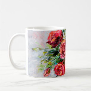  abstract oil painting of beautiful fresh bouquet  coffee mug