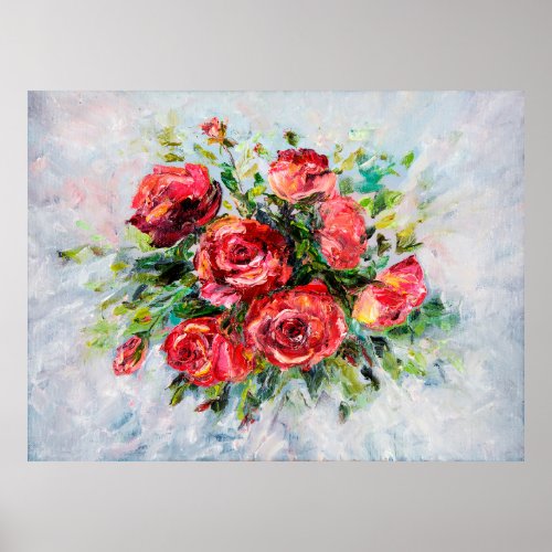  abstract oil painting of beautiful fresh bouquet  poster