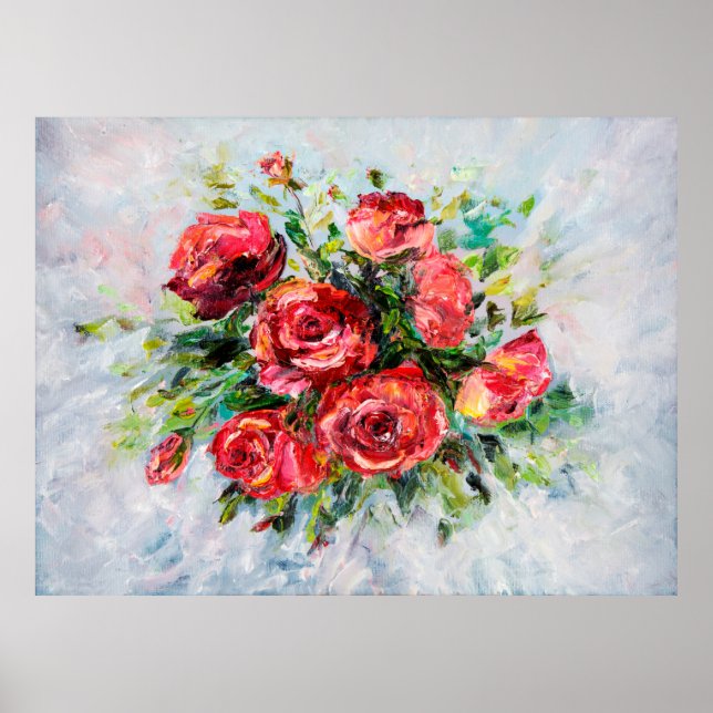  abstract oil painting of beautiful fresh bouquet  poster (Front)