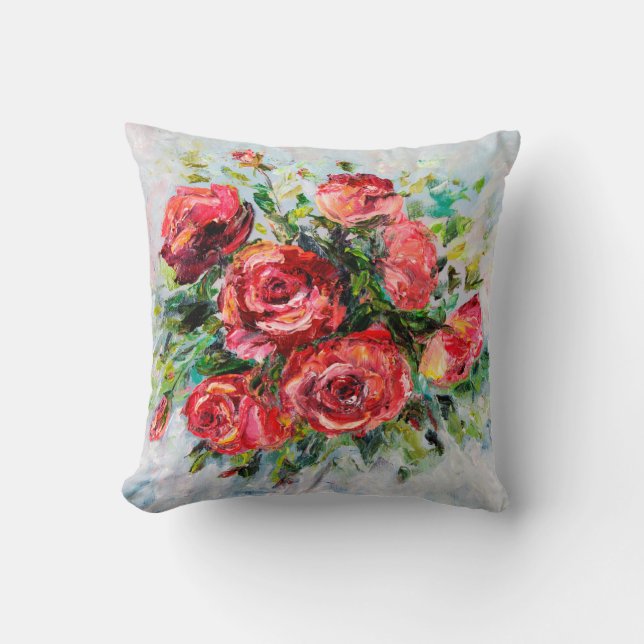  abstract oil painting of beautiful fresh bouquet  throw pillow (Front)