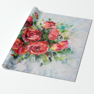 abstract oil painting of beautiful fresh bouquet wrapping paper