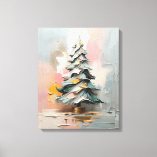 Abstract oil painting of Christmas tree Canvas Print