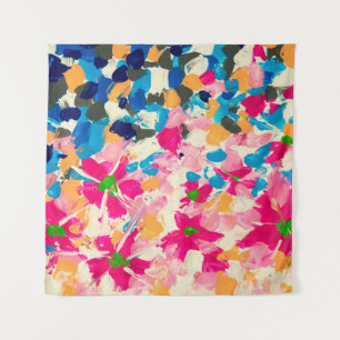 abstract oil painting on canvas. Multi colored wa Tapestry