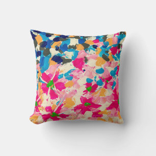 abstract oil painting on canvas. Multi colored wa Throw Pillow