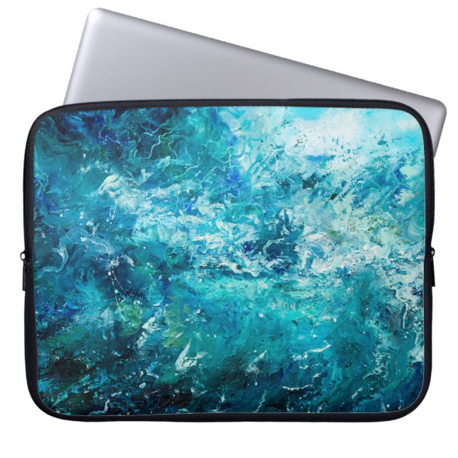  abstract oil painting showing waves in ocean or s laptop sleeve (Front)