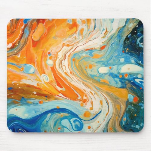 Abstract Oil Painting Vibrant Cosmos Mouse Pad